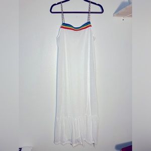 Cupshe women's rainbow pride cotton maxi dress coverup pool summer M ruffled NWT